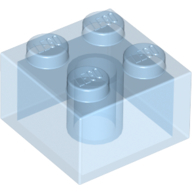 Lego kostka (kostička) 2x2, průhledná středně modrá (4243702, 6109713, 6239417)